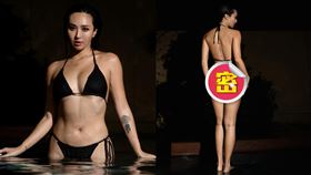 薔薔曬出比基尼辣照，一轉身露出丁字褲「解放美尻」，讓網友暴動快噴鼻血。（圖／翻攝自薔薔臉書）