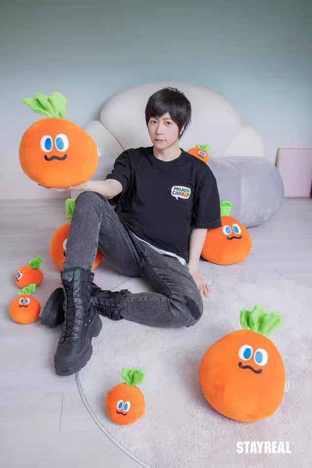 五月天主唱阿信的潮牌招牌胡蘿蔔玩偶。（圖／翻攝自IG＠ashin_ig）