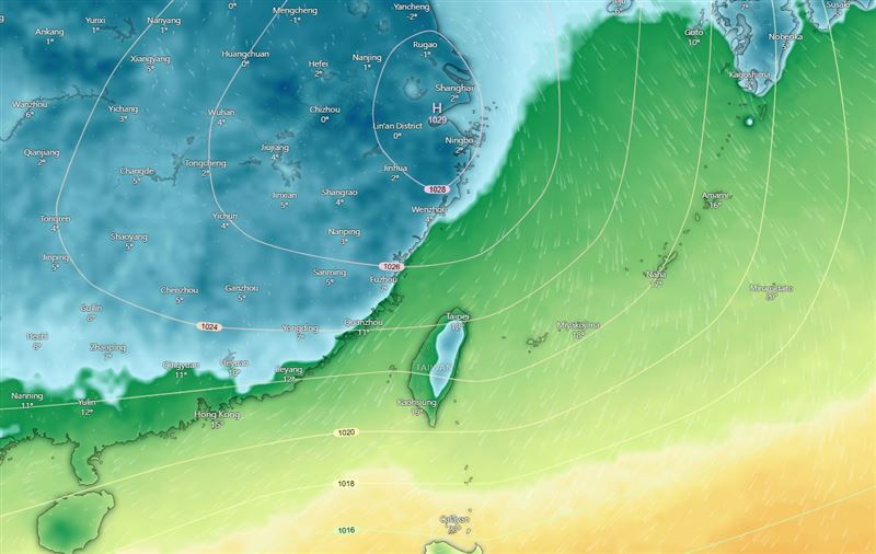 台灣颱風論壇表示,冷氣團將於今日下半天逐漸南下。(圖/翻攝自台灣颱風論壇|天氣特急臉書)