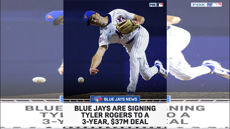 藍鳥3年3700萬美金簽下「潛水艇」投手羅傑斯(Tyler Rogers)。(圖/翻攝自FOX Sports: MLB推特)