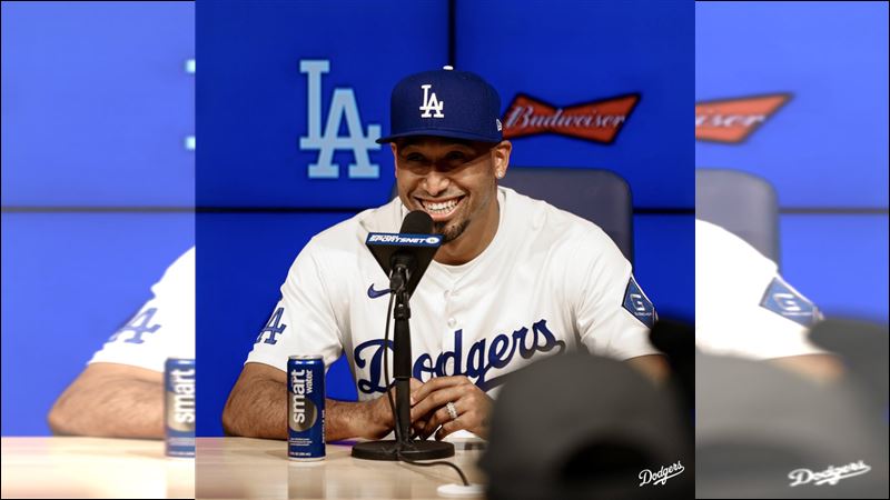 狄亞茲(Edwin Diaz)正式加盟道奇。(圖/翻攝自道奇 X)