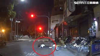 台中男喝茫趴路中間爽睡！警嚇喊：會死人