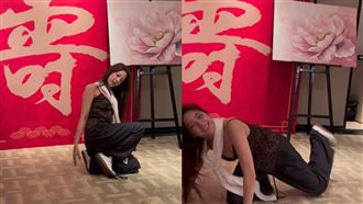歐陽龍小女兒跪地熱舞祝壽　小粉紅看傻眼