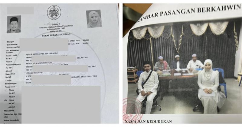 努爾提供文件證明，嫂子與柔佛男子於泰國宗教局登記結婚。（圖／翻攝自FB，Ekin Derahim）