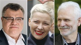 白俄羅斯政府已釋放123名囚犯，其中包括前諾貝爾和平獎得主畢亞利亞茨基（右）、政治犯卡列斯尼科娃（中）、巴巴里卡（左）（圖／翻攝自X平台 @visegrad24）