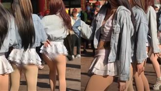 廟會辣妹「白色底褲全露出」　21秒片瘋傳