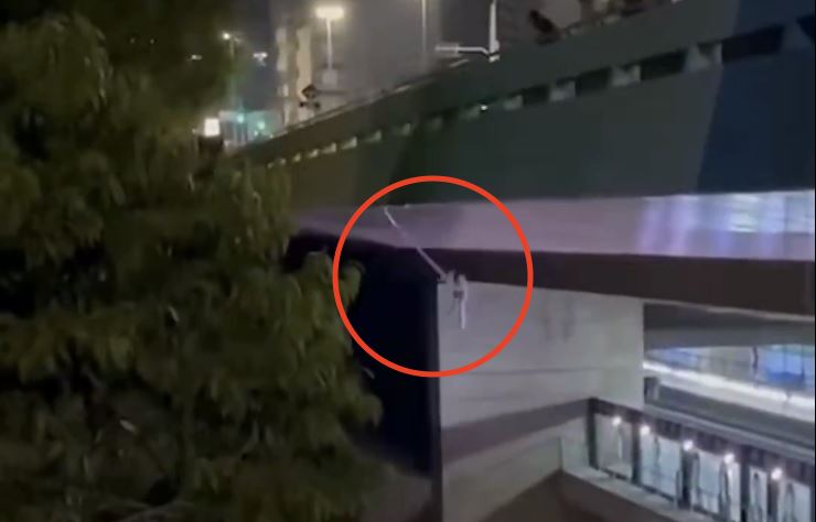 女子頭部撞上高架橋結構,造成頭部受傷。(圖/翻攝自X平台 @RomaNewsOficial)