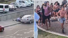 民眾拍下槍案發生時的驚恐時刻，還有人被目睹倒臥街頭。（圖／翻攝自X平台）