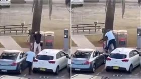 白衣男被拍到勇猛制服槍手。（圖／翻攝自X平台）