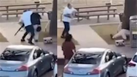 身穿白衣的43歲大叔英勇上前搶奪歹徒槍枝，被大讚是英雄。（翻攝自X）