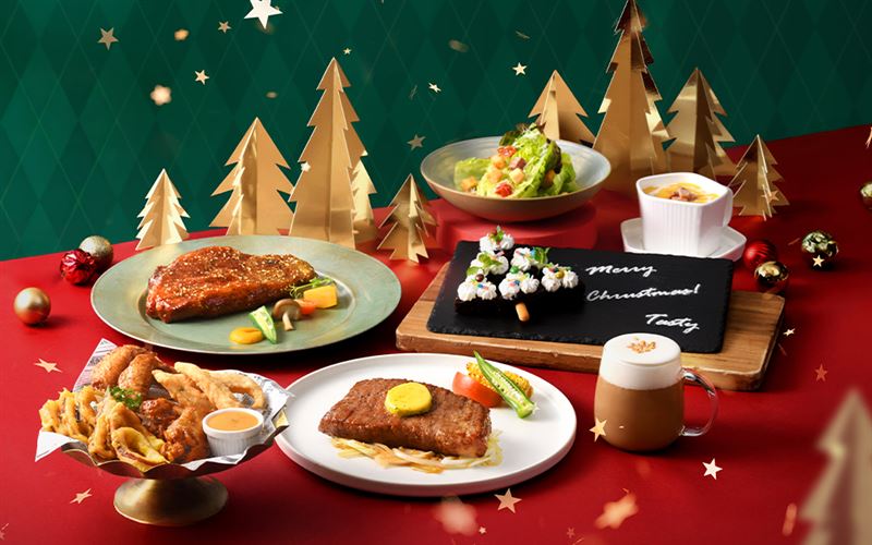 即日起至明年1/20,西堤推出節慶限定的「耶誕雙人宴」,隨餐附贈「香酥海陸拼盤」和甜點「布朗尼聖誕樹」,為節慶點亮儀式感。(圖/品牌業者提供)