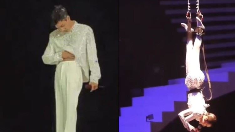 有網友指楊丞琳（右）這種表演方式就跟范世錡（左）在演唱會上摸肚子動作有極大的諷刺感。（圖／翻攝自Threads）