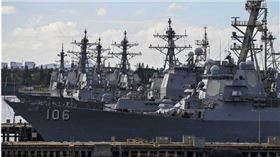 美國海軍軍艦停泊在珍珠港，參加環太平洋軍事演習（RIMPAC）。（圖／達志／美聯社）