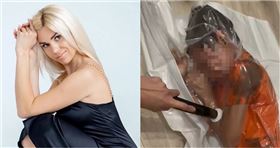 俄羅斯網紅因為無聊，將兒子裝進真空袋抽真空。（圖／翻攝自X平台 @nexta_tv）