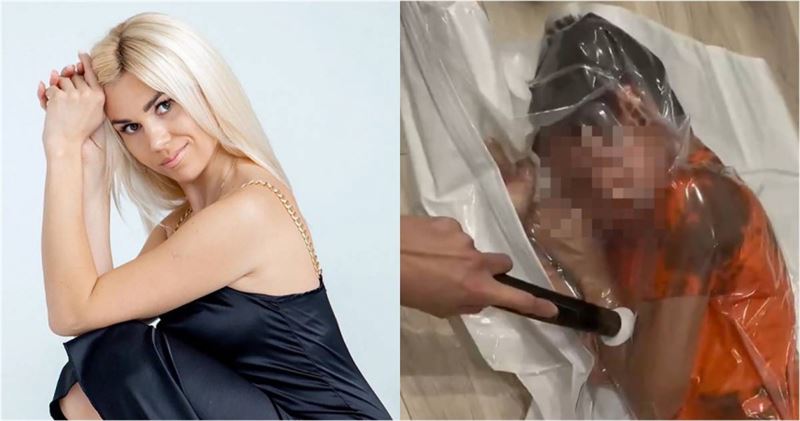 俄羅斯美女網紅稱因為病假在家無聊,將兒子裝進真空袋「好玩」解悶。(圖/翻攝自太陽報)