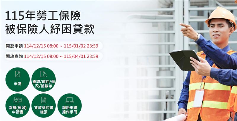 勞保紓困貸款12月15日正式開辦,首日申請者破99%都採線上申請,總件數2萬8791件、借逾28億。(圖/翻攝自土地銀行網站)