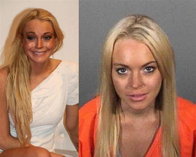 琳賽蘿涵曾因吸毒遭逮,狀態浮腫、蠟黃臉垮崩壞模樣嚇人。(圖/翻攝自洛杉磯警方官網)