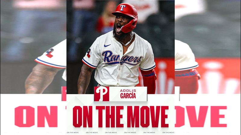 費城人1年約網羅前美聯冠軍賽MVP賈西亞（Adolis Garcia）。（圖／翻攝自MLB推特）