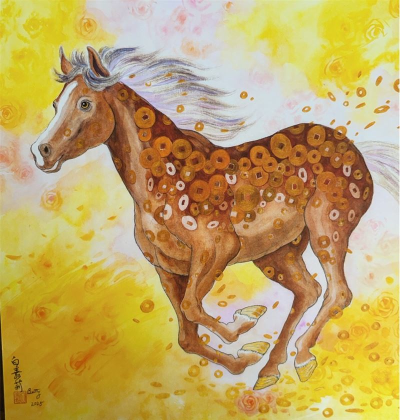 白嘉莉畫作「馬上有錢花」系列大受歡迎，供不應求。（圖／本人提供）