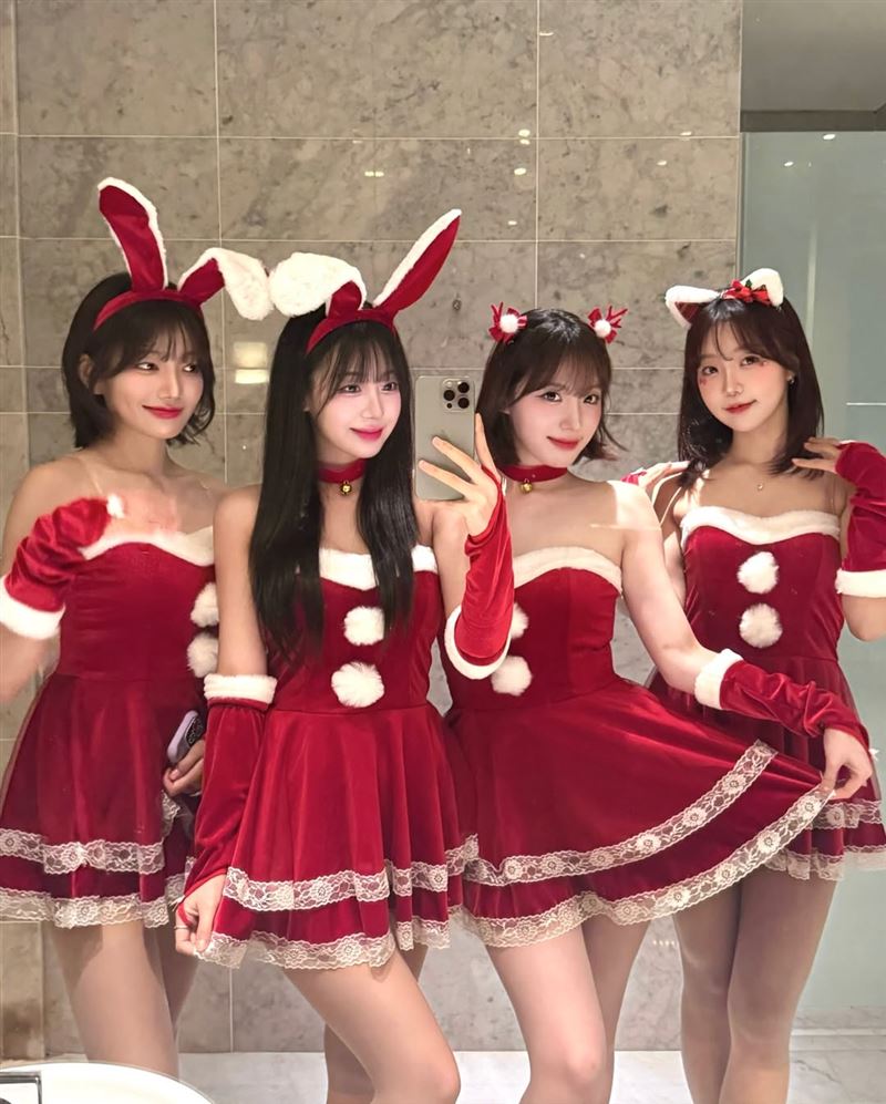 朴昭映（左起）、禹洙漢、河智媛、李珠熙4人去年曾合體出席台灣尾牙活動。（圖／翻攝自IG @s2uhan）