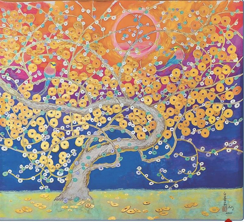 白嘉莉畫作「旺財搖錢樹」。(圖/本人提供)