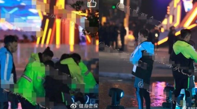 高以翔倒下後，送醫時已死亡。（圖／翻攝自微博）