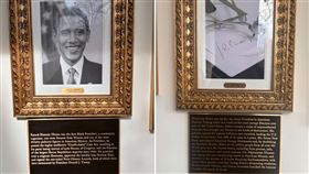 川普在美國總統星光大道照片底下新增「說明牌」大酸拜登。（圖／翻攝自X平台）