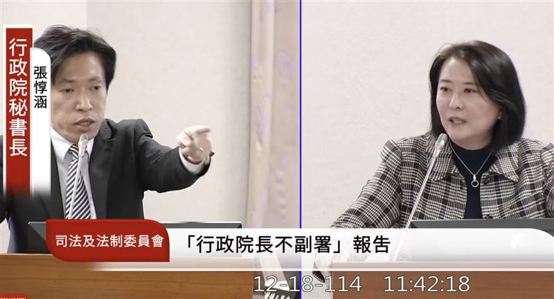 王鴻薇頻嗆張惇涵造謠,張回嗆「你現在說我造謠,你才是造謠」,讓王鴻薇啞口無言「你看......造謠的秘書長」。(圖/翻攝自國會頻道)