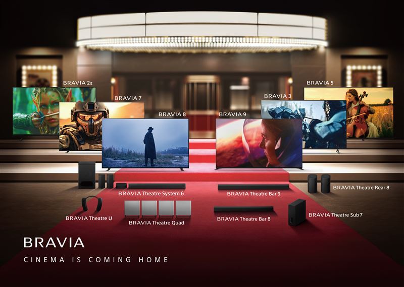 Sony BRAVIA全系列以「Cinema Is Coming Home」為核心概念打造，將專業影院級的視聽品質帶入家中，全面升級居家娛樂