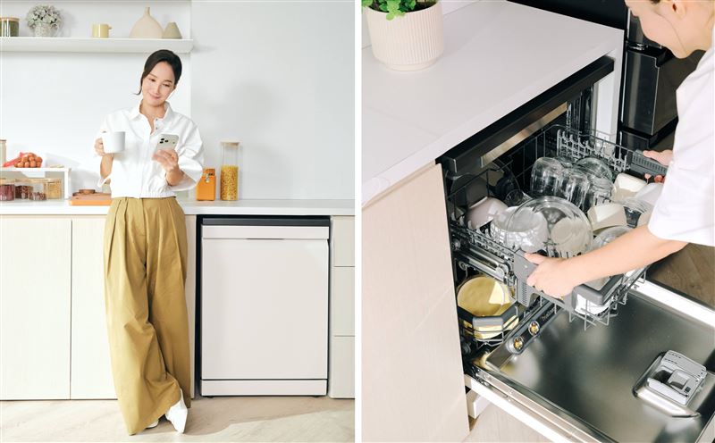 LG 14人份QuadWash四方洗蒸氣洗碗機，讓Tina料理後優雅清潔不髒手