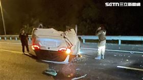 國道,國3,木柵,福德隧道,車禍,翻車,紫爆,塞車（圖／翻攝畫面）