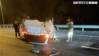 國3福德隧道北口翻車！車陣回堵紫爆