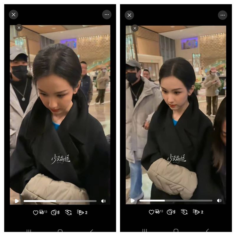 網友發現陳都靈身後左邊戴口罩男子疑似范世錡。(圖/翻攝自微博)