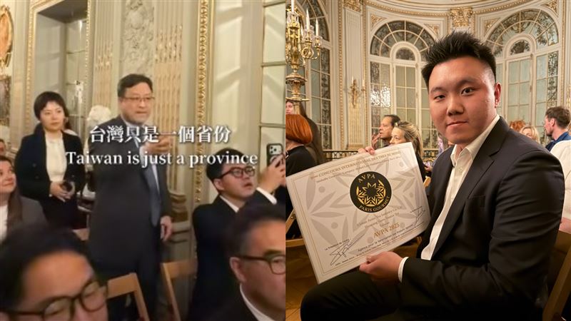 梨山茶農於法國參賽獲得特別獎殊榮，頒獎時遭中國鬧場，引起關注。（圖／翻攝自梨山聚鑫製茶廠-臺灣高海拔茶葉專賣臉書）