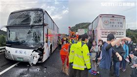 七堵,基隆,客運,乘客,車輛,車道,玻璃,車流,回堵,事故,國道,國光客運（圖／翻攝畫面）