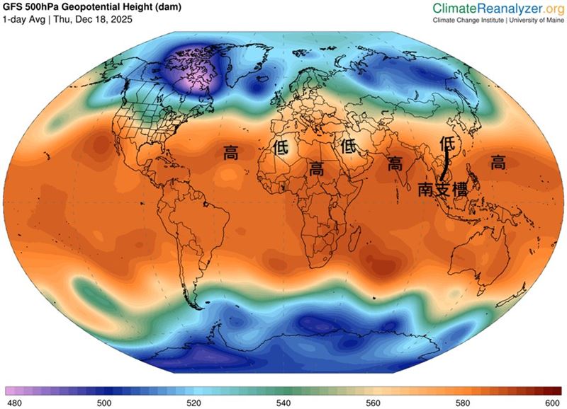 鄭明典表示,這次的南支槽在氣象學裡屬於「正壓不穩定」的反應。(圖/翻攝自鄭明典臉書)