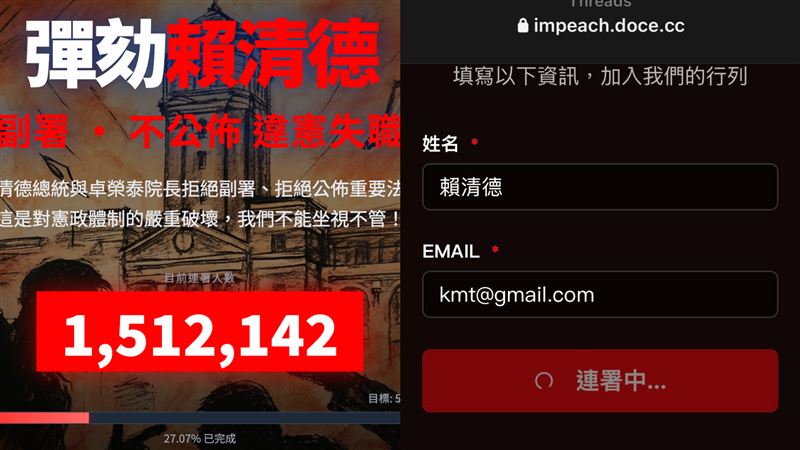 彈劾賴清德網站不用實名?她幫毛澤東連署