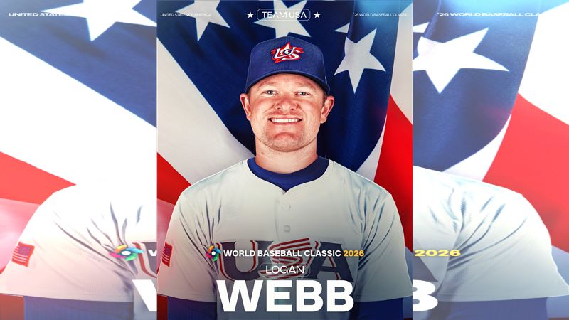 韋伯（Logan Webb）正式加入美國隊。（圖／翻攝自X平台 @MLB）