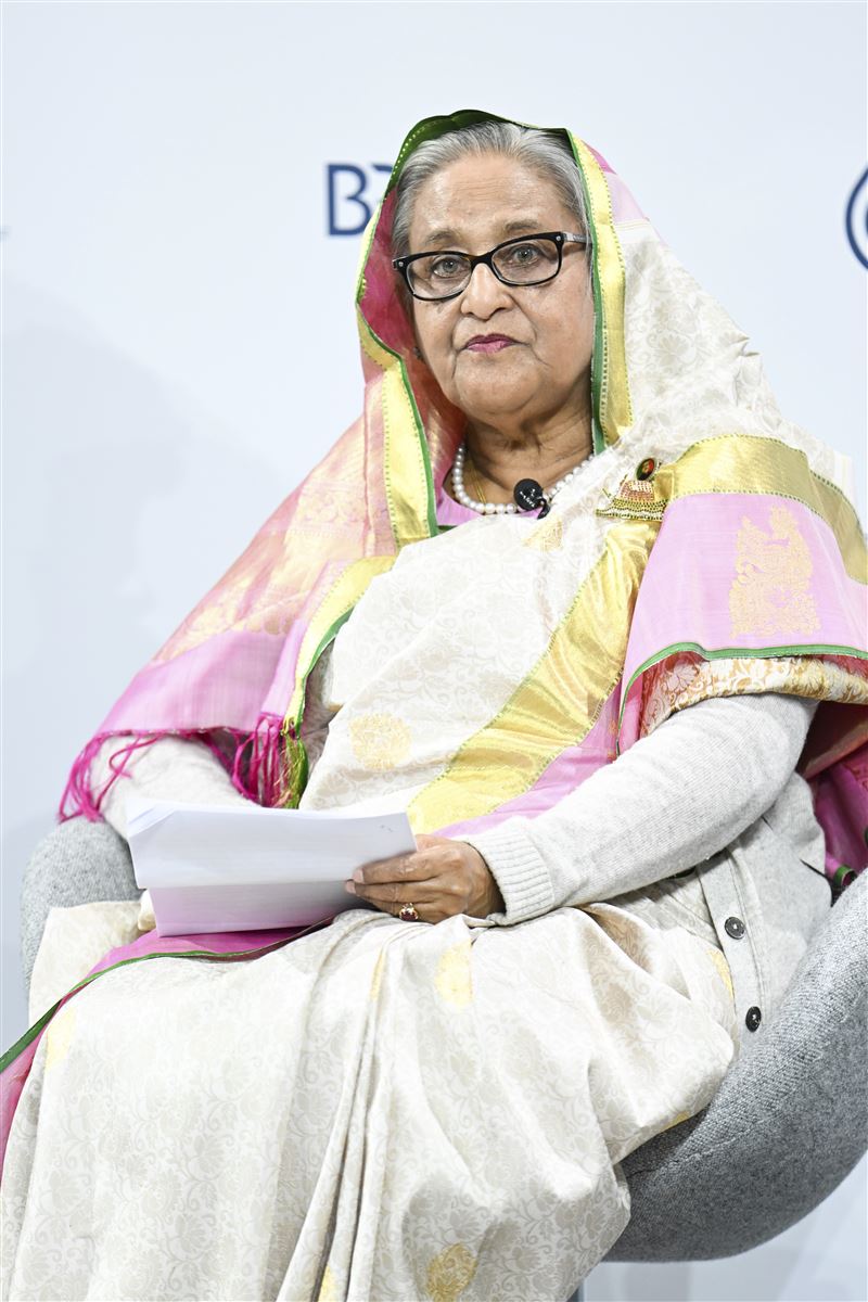 哈希納遭推翻下台後，逃亡至印度。（圖／美聯社／達志影像）