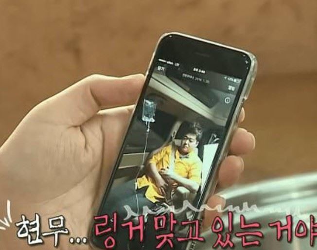 韓媒《體育朝鮮》翻出全炫茂過去在《我獨自生活》中曝光的畫面，當時全炫茂因行程繁忙，直接在保母車內接受點滴注射。（圖／翻攝自網路）