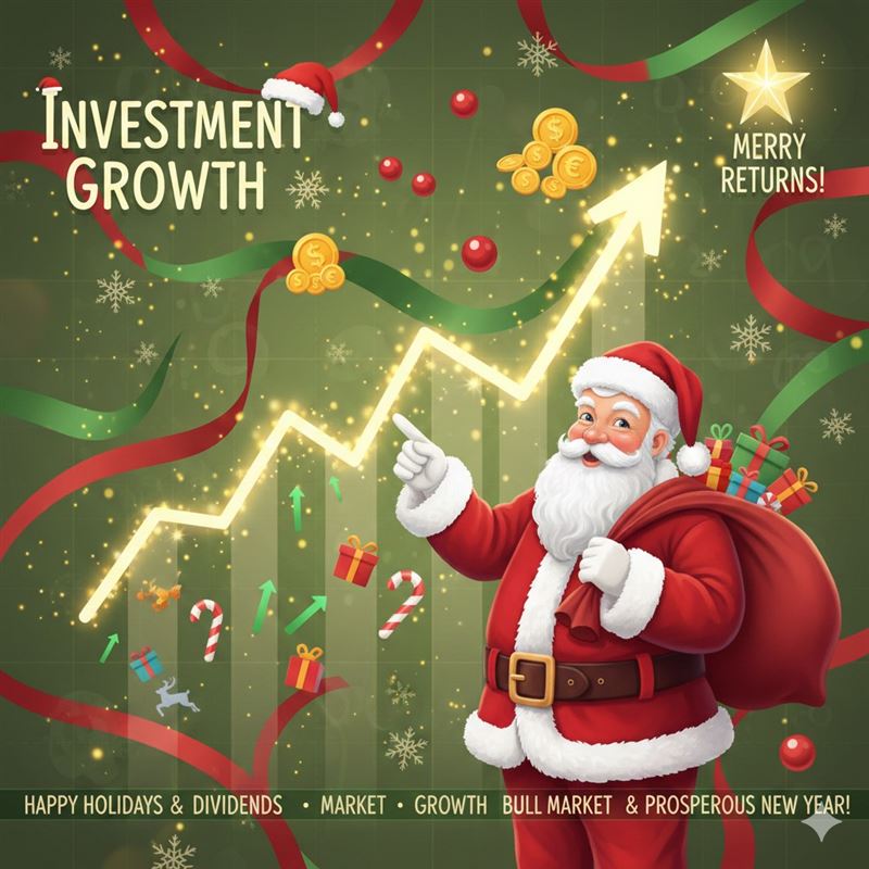 投資市場迎來聖誕老人行情，在多方面因素尚屬溫和利多，加之SpaceX可能上市帶給科技界大驚喜，2026年題材更加多元。（示意圖／AI生成）