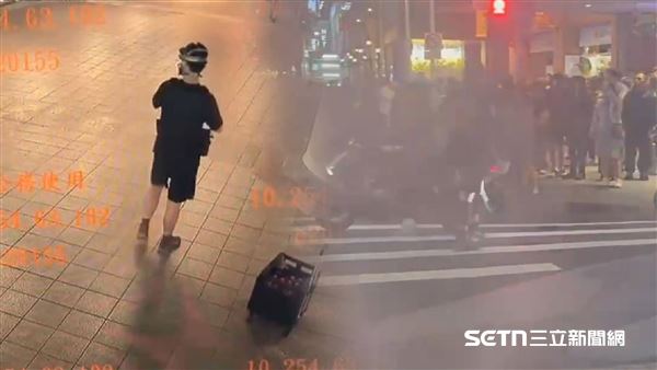 昨晚台北街頭不平靜，張文進行無差別攻擊。（圖／翻攝畫面）