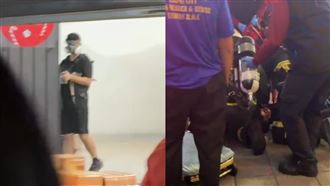 張文隨機殺人釀4死，一名男子在中山站遭砍失去意識前，告訴路人「記得跟我爸媽說我很愛他們！」（圖／翻攝畫面）

