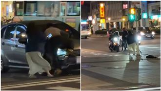 善導寺外隨機攻擊！男衝馬路爬車、扁騎士