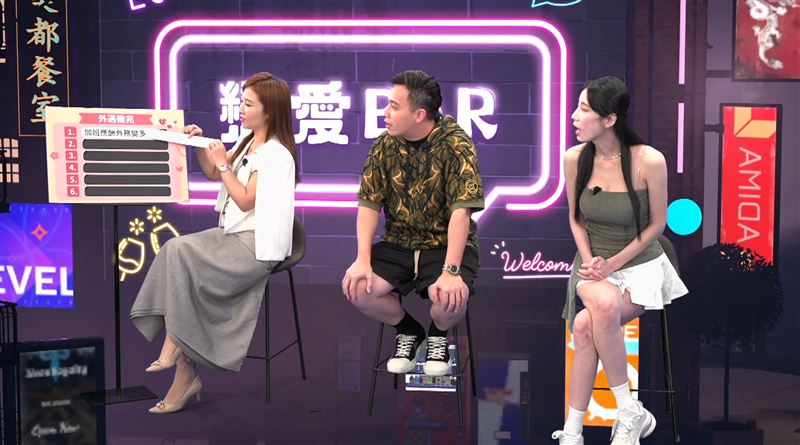 律師（左）揭6大外遇徵兆，（右起）為瑤瑤、無尊。（圖／《戀愛熊天秤》提供）