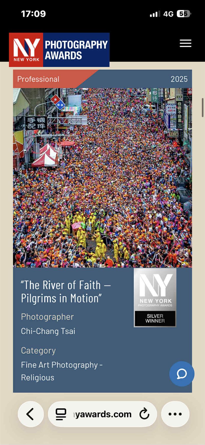 北港媽祖、白沙屯媽祖顯靈了？！助文具店老闆蔡奇璋拍台灣「北港進香」、「朝聖大道」、「北港朝天宮迎媽祖」等作品，奪得11面世界攝影金牌。（圖／蔡奇璋提供）