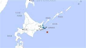 北海道連續兩次較大規模地震，圖為規模5.2的。（圖／翻攝自日本氣象廳）

