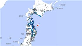 日本青森外海21日發生規模5.5地震（圖／翻攝自日本氣象廳）