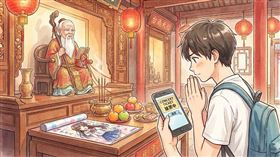 ▲粉絲向月老求票。（圖／AI繪製）