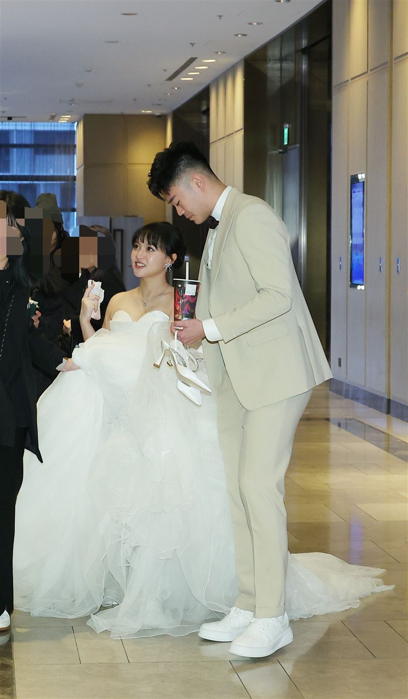 陳詩媛與王齊麟今在內湖婚宴。（圖／記者鄭孟晃攝影）